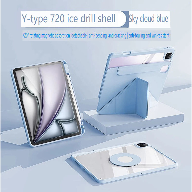 พร้อมขาตั้งแม่เหล็ก ถอดปกได้ for เคสสำหรับไอแพด Air4/5 Air6/7 gen10/11 A16Pro11 Gen7/8/9 pro13 pro12.9 Case หมุน360 องศา