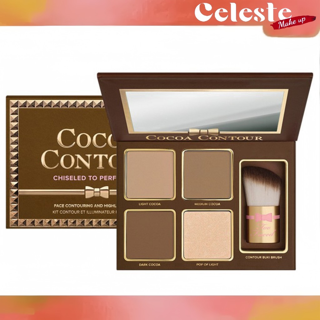 Too Faced COCOA CONTOUR FACE CONTOURING AND HIGHLIGHTING KIT Face Makeup คอนซีลเลอร์แปรงคอนซีลเลอร์ก