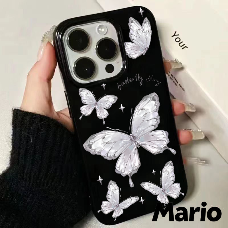 สำหรับ iPhone 16 Pro Max เคส ไอโฟน สีดำมันTPUซอฟท์เคส กันกระแทกกล้องป้องกัน โบว์ดอกไม้ เข้ากันได้กับ 14 13 12 Pro 11...