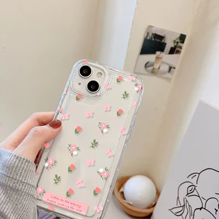 ดอกไม้ เคสไอโฟน เคส For iPhone 11 13 16 15 12 14 Pro Max XR 6 7 8 Plus พสัส XS Max เคสใส เคสลายการ์ตูน เคสทรศัพท์