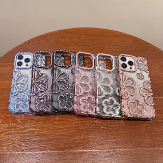 เพชรดอกไม้ แวววาว ชุบเคสโทรศัพท์สําหรับ ไอโฟน 17 มือโปร สูงสุด 16 บวก 15 14 13 12 11 กันกระแทกป้องกันปลอก