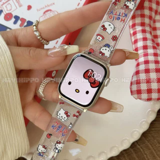 สายรัดใส TPU เหมาะสําหรับสมาร์ทวอทช์ซีรีส์ 10/9/8/7/6/5/4/3/2/1 แมว KT การ์ตูนน่ารักเหมาะสําหรับ iwatch49/46/45/44/42/41/40/38 มม.