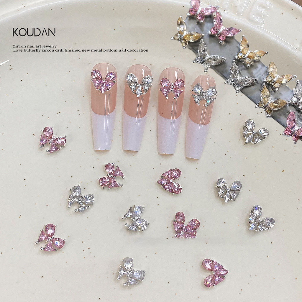 สติ๊กเกอร์ติดเล็บตกแต่งเล็บZircon Rhinestoneผีเสื้อเพชร 5PCS/10PCS KOUDAN