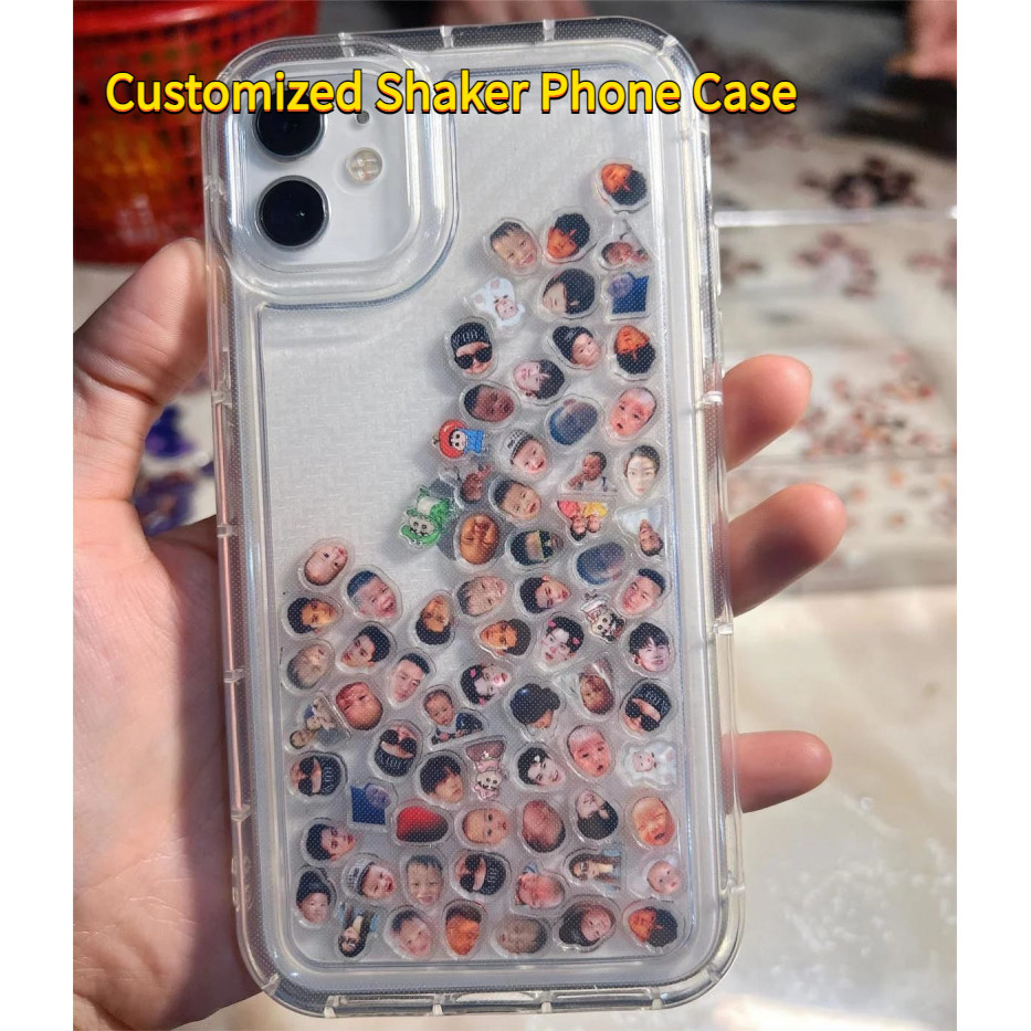 1 ซม.2 ซม.อะคริลิคหัวขนาดเล็ก Charms Shaker เคสโทรศัพท์ปลอกกันกระแทกสําหรับ ไอโฟน 11 12 13 14 15 16 โปรแม็กซ์ อะนิเมะทารกสัตว์เลี้ยงภาพที่กําหนดเองของขวัญ