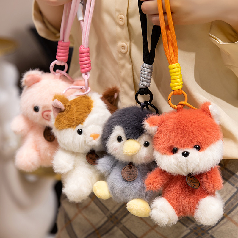 สัตว์น่ารัก Red Panda Fox Sloth Cat Soft Plush ตุ๊กตา Plush ตุ๊กตา Capybara Plushie กระเป๋าจี้ Key Chain