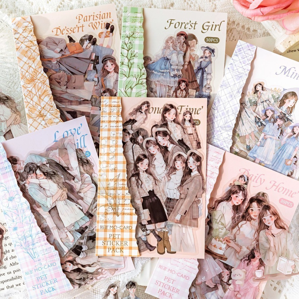 Kawaii หญิงคนสมุดภาพชุดสติกเกอร์ Journaling Scrapbooking สติกเกอร์ Planner สําหรับ Junk Journal อุปกรณ์แล็ปท็อปขวดน้ํา