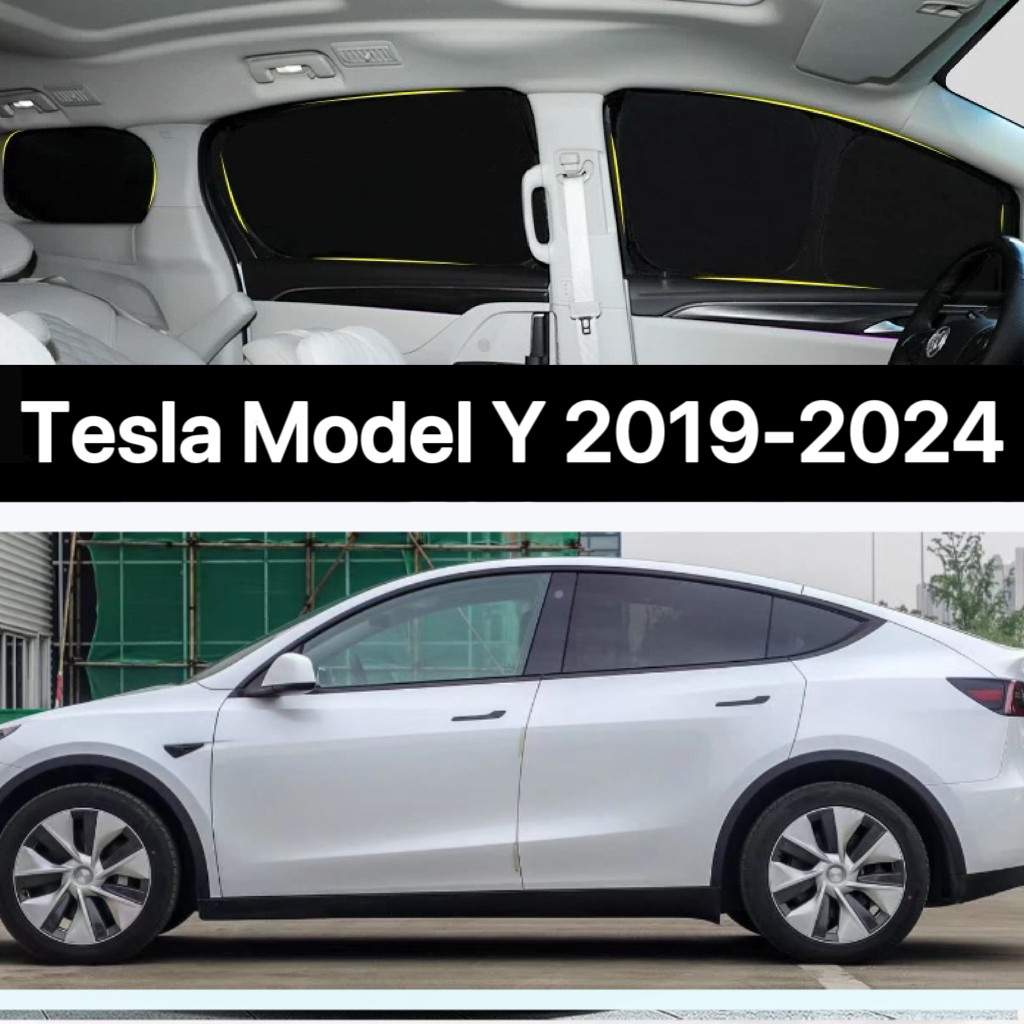 ม่านบังแดดรถยนต์สําหรับ Tesla รุ่น Y 2019-2024 Full Blackout Sunshades รถหน้าต่างผ้าม่าน Sun Protection Anti-ยุง Shade ผ้าม่าน