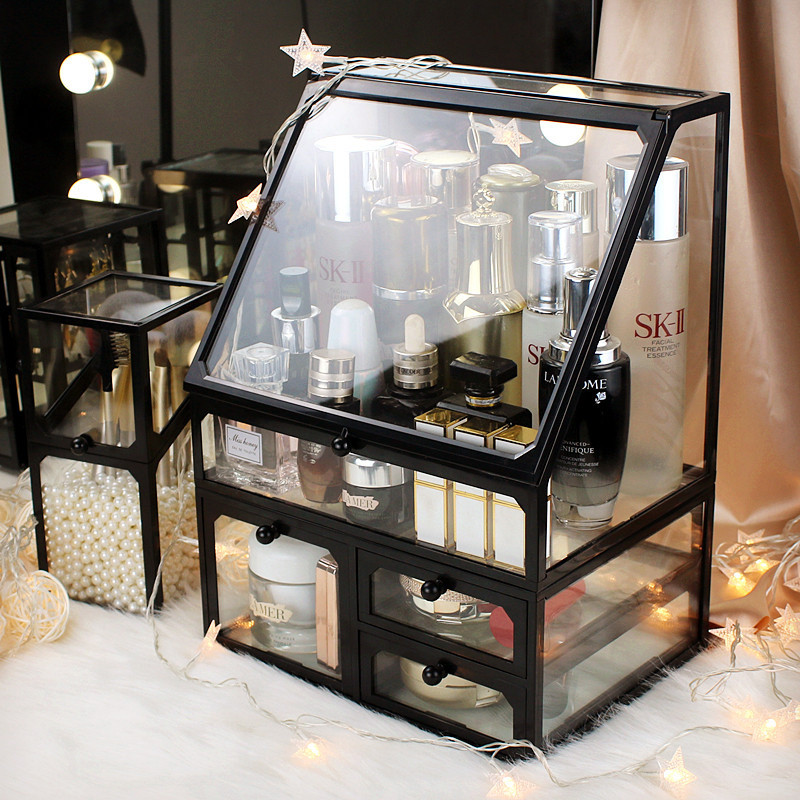 [5134คนสรรเสริญ] ยุโรปกล่องเก็บเครื่องสําอางป้องกันฝุ่นสก์ท็อปลิปสติกที่มีฝาปิดดูแลผิวออแกไนเซอร์ชั้