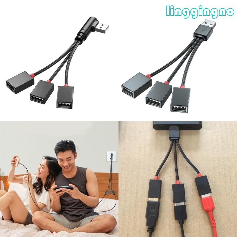 3 in 1 USB Splitter Cable, USB Power Splitter 1 Male to 3 Female USB 2.0 Adapter