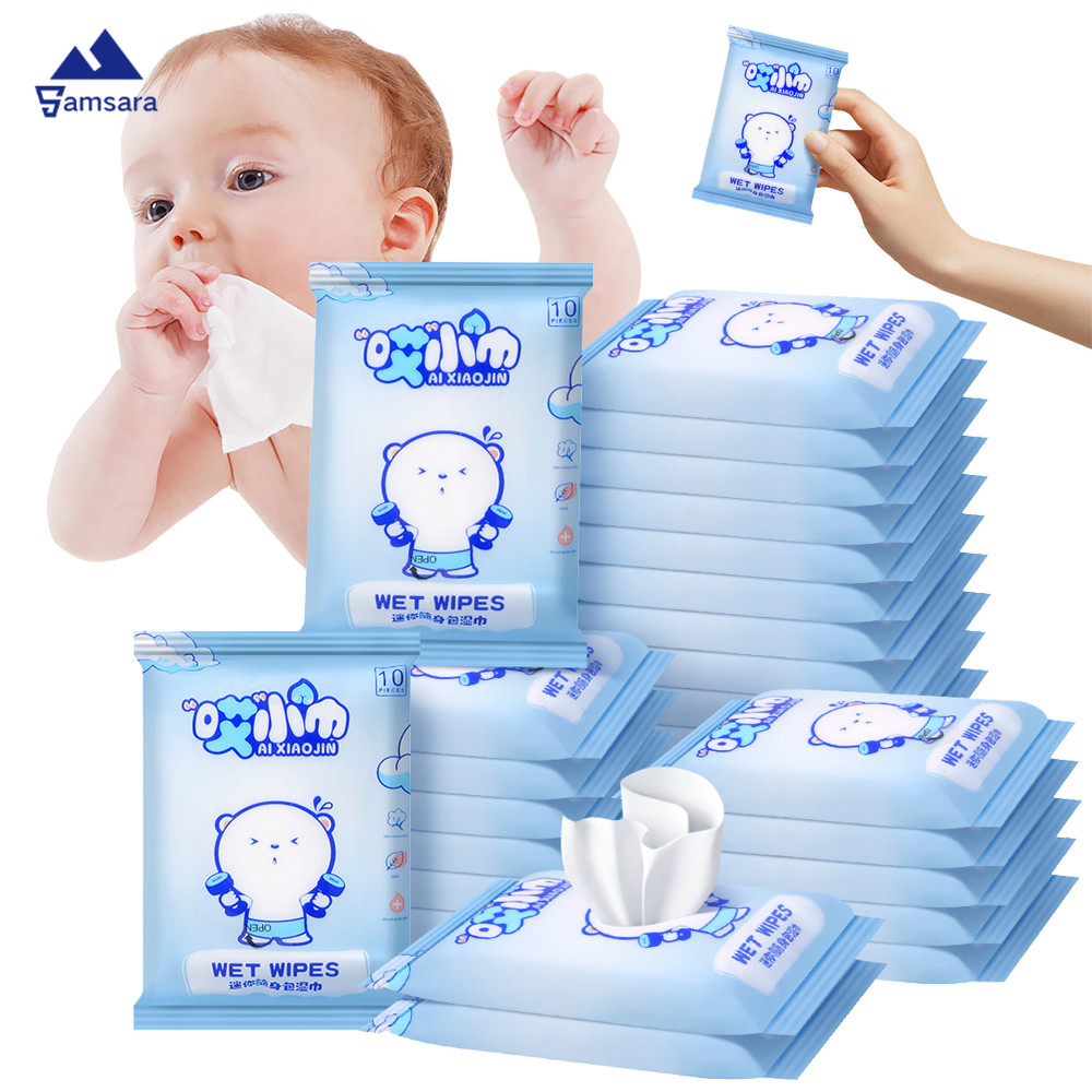 ผ้าเช็ดทําความสะอาดมือและปากเด็ก Hypoallergenic 10 ชิ้น/แพ็ค | ผ้าเช็ดทําความสะอาดน้ําบริสุทธิ์นุ่มพิเศษขนาด 150x140 มม | อ่อนโยนสําหรับผิวแพ้ง่าย การใช้งานออนเดอะโก