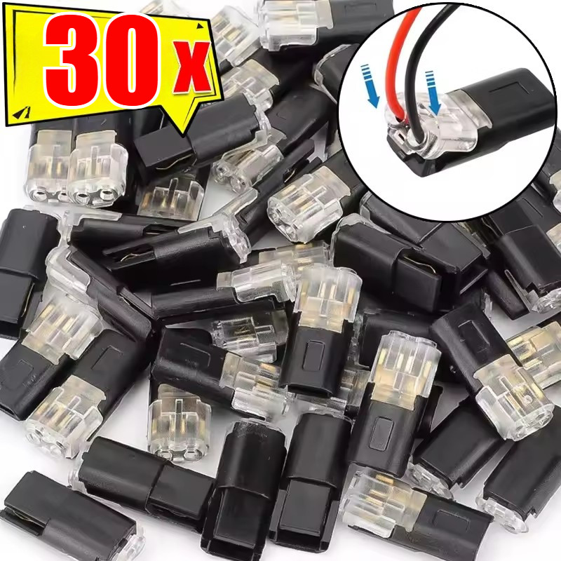 ตัวเชื่อมต่อปลั๊กอินสายไฟคู่พร้อมหัวเข็มขัดล็อคสายไฟรถยนต์ 2 ทาง 3 ทางขั้วต่อบล็อกกันน้ําอย่างรวดเร็วเชื่อมต่อสายหนีบ