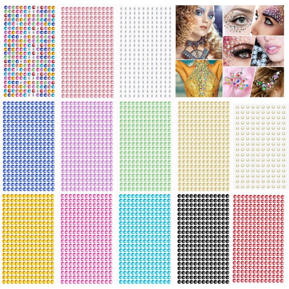 300 ชิ้นทิ้ง Rhinestones Pearl Tattoo สติกเกอร์ DIY Face Eyes Tear เครื่องประดับเพชรแต่งหน้างานแต่งงาน Glitter ชั่วคราว Tattoo สติกเกอร์