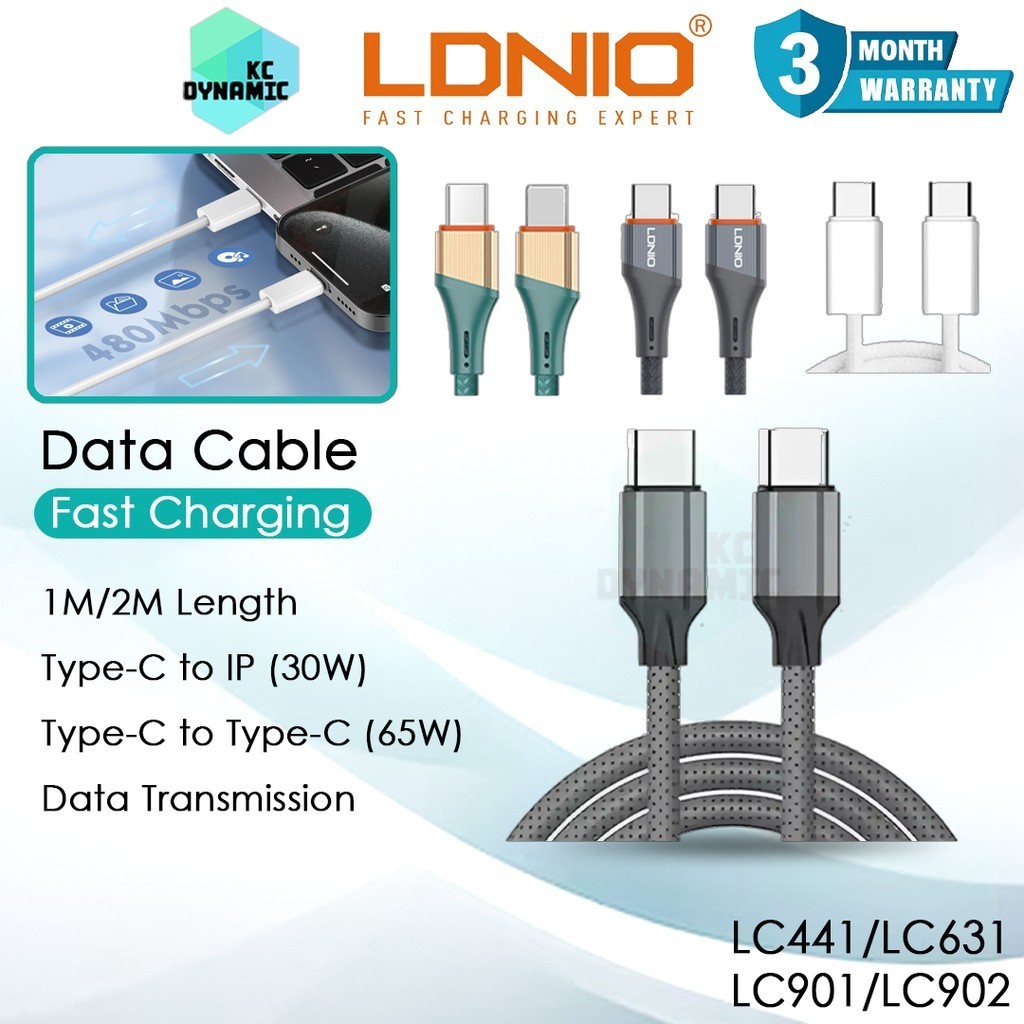Ldnio LC902 65W Fast สายชาร์จข้อมูล LDNIO LC441 Type-C สายชาร์จ LDNIO สาย LC901 Kabel LC631
