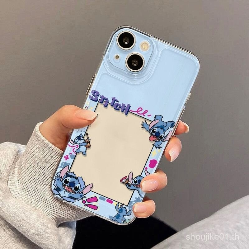 ฟรมรูปถ่าย Stitch สำหรับ iPhone 11 12 15 14 16 13 15PRO 11PRO 12PROMAX 15PROMAX 7PLUS/8PLUS 16PLUS XSMAX XR เคสโทรศัพท์น้ำหนักเบา แฟชั่นระดับสูง CIJP
