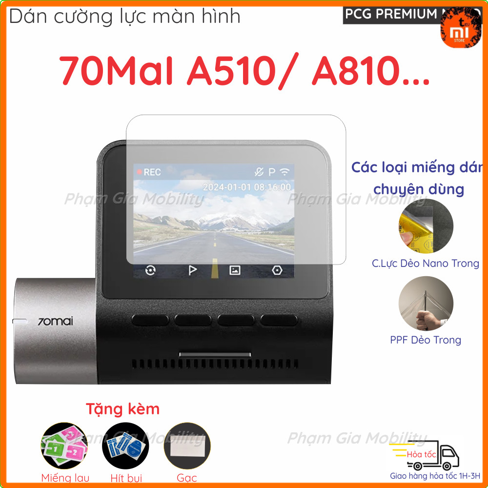 [Combo 2 ชิ้น] 70MaI 70 Mai A510/ A810 dash cam ฟิล์มกันรอยหน้าจอ... anti-break nano ยืดหยุ่น ป้องกั