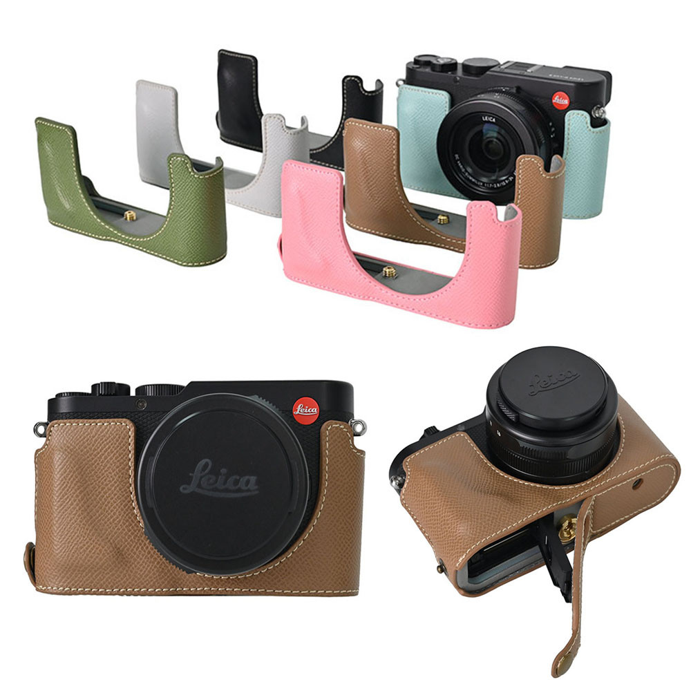 Palm พิมพ์หนัง PU กล้องครึ่งสําหรับ Leica D LUX8 D-LUX 8 ฝาครอบเปิดด้านล่างพร้อมฝาปิดเลนส์