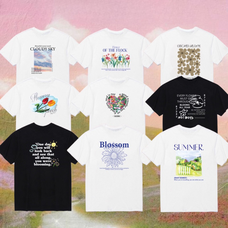 (ของพร้อมส่ง ส่งใน 24 ชั่วโมง)BK Shopee  เสื้อยืด ผ้าคอตตอน-Nature flower Bloom- OT3(พร้อมส่