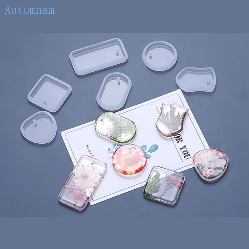 AUTU 6 ชิ้น DIY พวงกุญแจเรซิ่นแม่พิมพ์ซิลิโคน Mould UV อีพ็อกซี่ทำด้วยมือ เครื่องประดับจี้เรซิ่นหล่อแม่พิมพ์