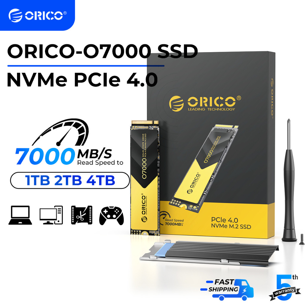 ORICO M.2 NVMe SSD PCIe 4.0 สูงสุด 7000 เมกะไบต์/วินาที 1TB 2280 PCIe 4.0x4 ไดรฟ์ Solid State ภายใน 