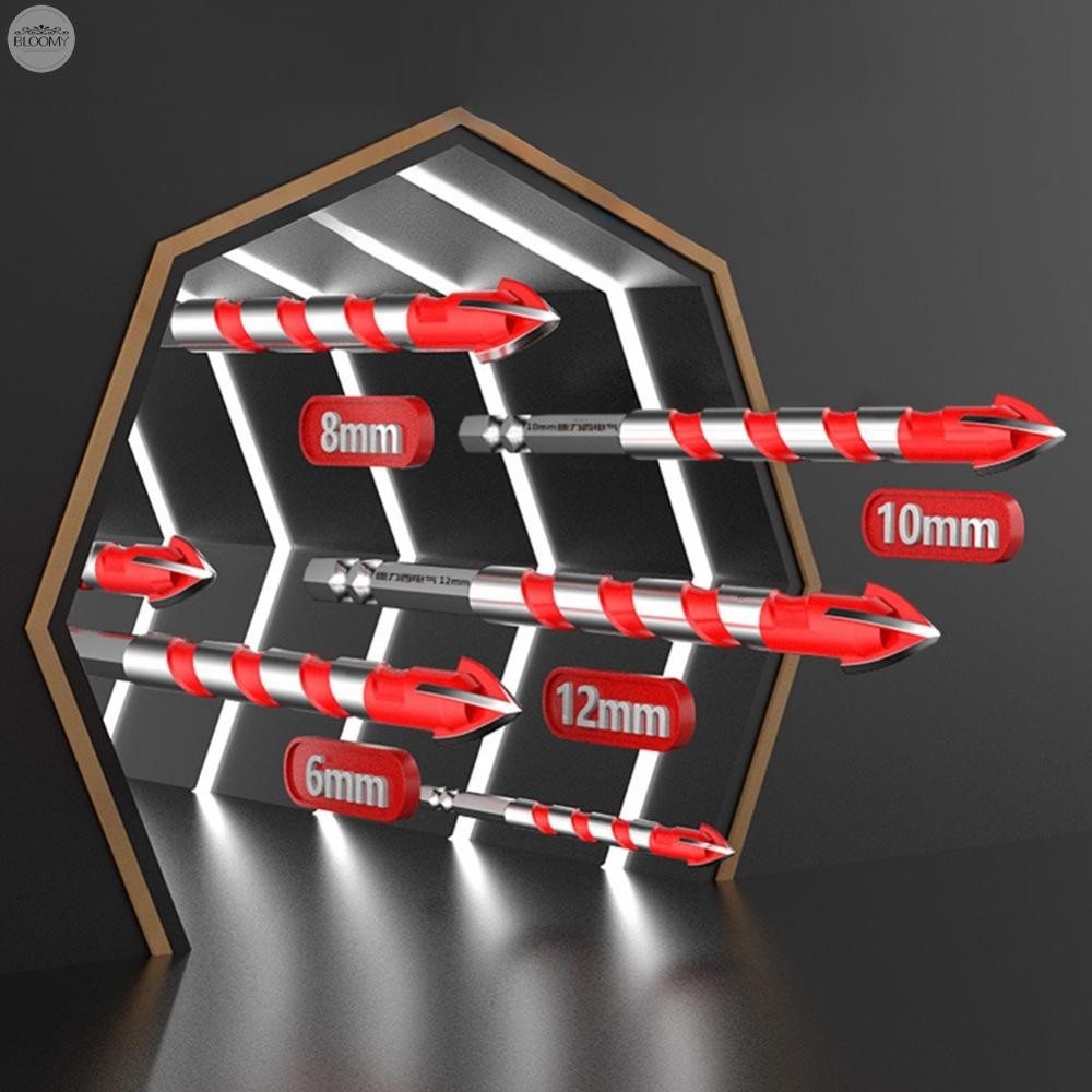 ❀BLOOMY❀4PCS Drill Bits for Glass Wood Metal Tiles Carbide Material in Sizes 6mm to 12mm❀