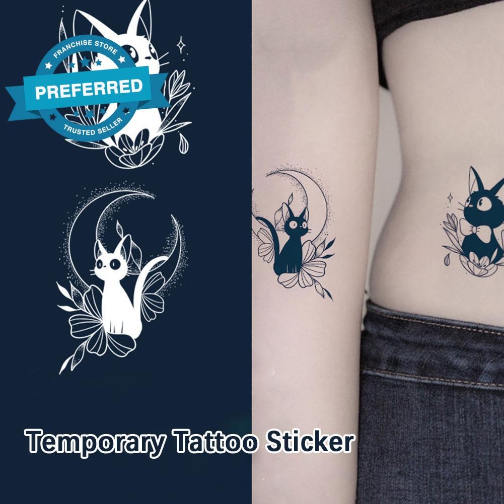 สติ๊กเกอร์รอยสักแมวและผีเสื้อกันน้ําที่สมบูรณ์แบบดูชั่วคราวอุปกรณ์เสริม T1g0 สําหรับ A Y7c9