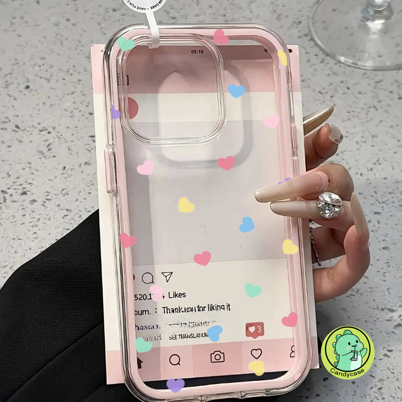 สีลูกกวาดขอบปลอกสําหรับ OPPO Reno 13 9 Pro 8 7 Lite 8Z 7Z 6 ค้นหา X8 X8S 5G 4G หรูหราน่ารักการ์ตูนหัวใจรักนุ่มกันกระแทกเคสโทรศัพท์ใส