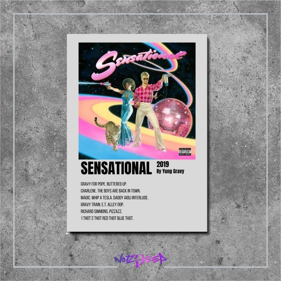 โปสเตอร์ไม้ โปสเตอร์ไม้ ตกแต่งห้อง อัลบั้มเพลง Sensational Yung Gravy ตกแต่งผนัง Aesthetic Band ช้า 