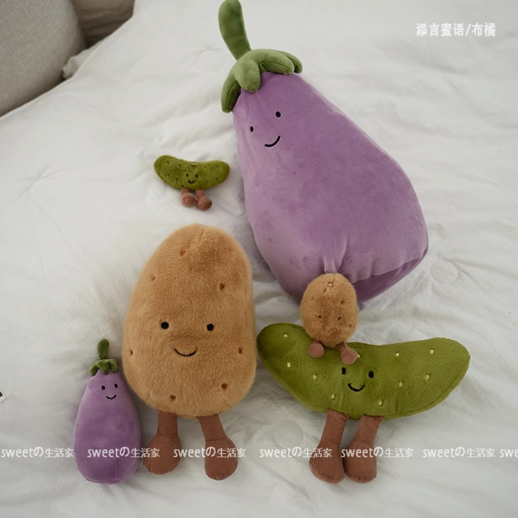 น่ารักมะเขือยาวมันฝรั่งแตงกวาของเล่นตุ๊กตาผักและผลไม้ตุ๊กตาหมอนโซฟาตกแต่งบ้านวันเกิดของขวัญคริสต์มาสสําหรับเพื่อน