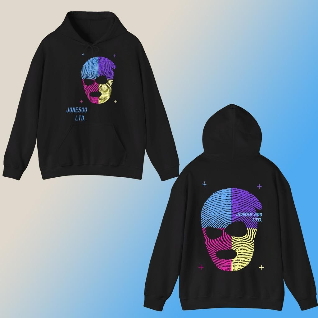 Hoodie M-3xl  Unisex JONE500 COLLECTION 270-281 ดอกไม้พิมพ์ แขนยาวสำหรับผู้ชายและผู้หญิง - ดำ / ขาว 