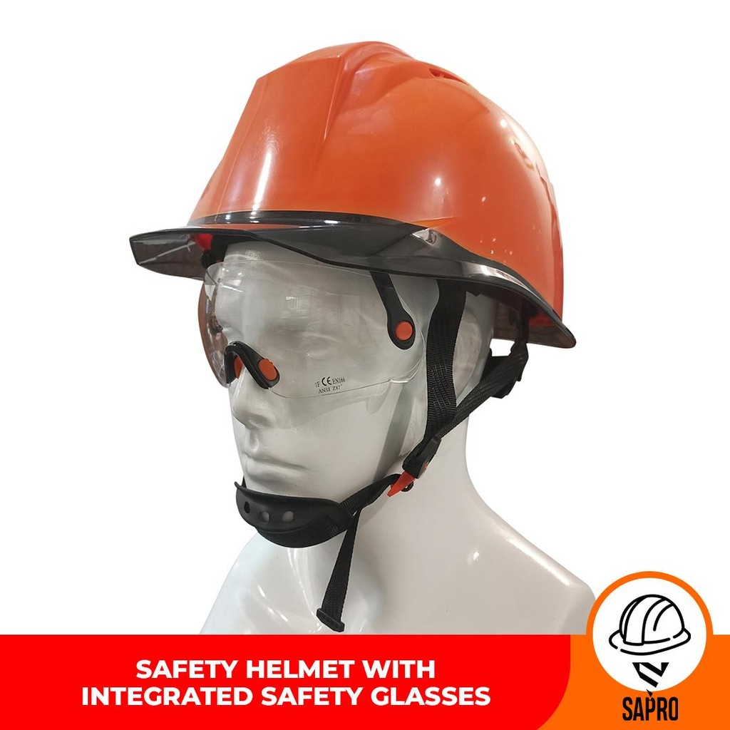 หมวกกันน็อค โครงการความปลอดภัย SAPRO พร้อมแว่นตานิรภัย ABS มาตรฐาน EN397