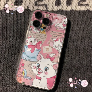 เคสกันกระแทกลายแมวสีชมพูหวานๆ ผูกโบว์รูปหัวใจ เคสไอโฟน 16 เคส 16 14 15 13 11 12 Pro Max XS X XR Max 16 14 15 7 8 Plus SE
