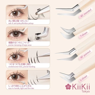 KiiKii Beauty ที่คีบขนตา แหนบต่อขนตา หัวแหลม มุมแหนบโค้งมากขึ้น คีบขนตาได้ตรงจุด จับถนัดมือ ใช้ได้ทุกมุม