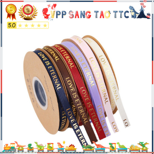 [3M ขายปลีก] LOVE IS ETERNAL ริบบิ้นผ้าไหมยาง 1cmx45m, ตกแต่งของขวัญ LOVE | โบว์ไท,เดคอ,ห่อของขวัญ