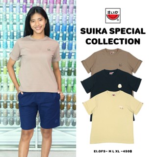 เสื้อแตงโม (SUIKA) -  เสื้อยืดคอกลมแขนสั้นเบิ้ลปลายแขน ผ้าอิ…