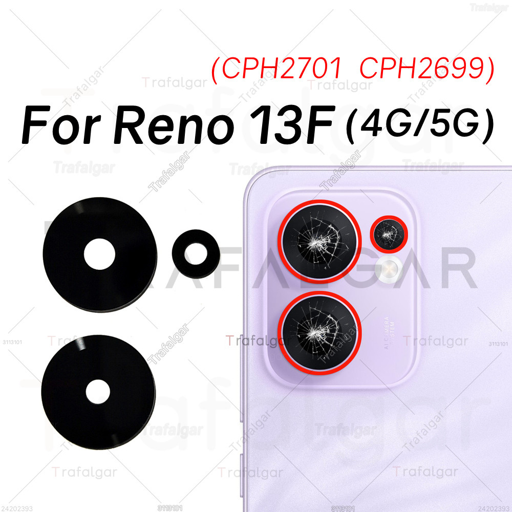 เลนส์กล้องด้านหลังสําหรับ OPPO Reno13 F Reno 13F 4G 5G CPH2699 CPH2701 ฝาครอบกล้องเปลี่ยนด้วยสติกเกอร์กาว