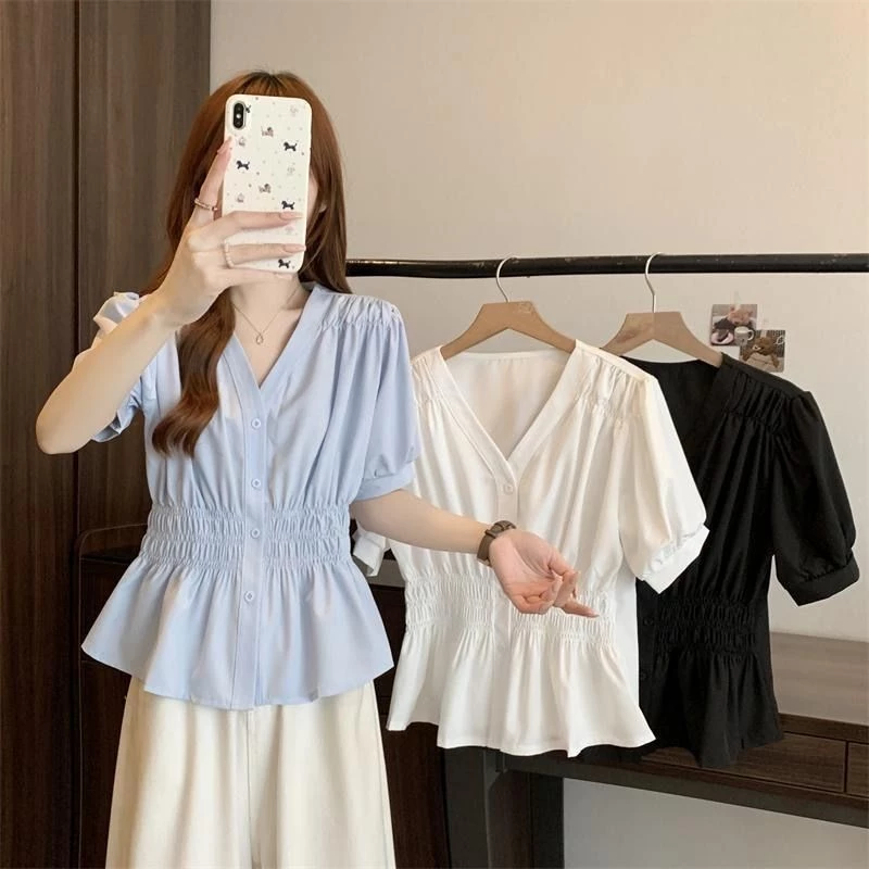 [HY] M-4XL เสื้อแขนสั้นสไตล์ใหม่สำหรับผู้หญิง:sizeใหญ่ สีทึบ กางเกงยืดหุ่นบาง-