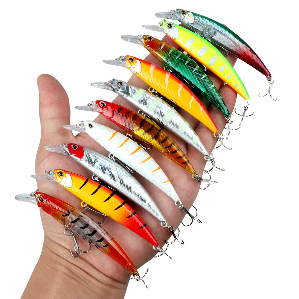 เหยื่อตกปลา 13g/9.5 ซม. Sinking Minnow Lure Hard พลาสติก 2 Trible Hook - รูปที่ 2