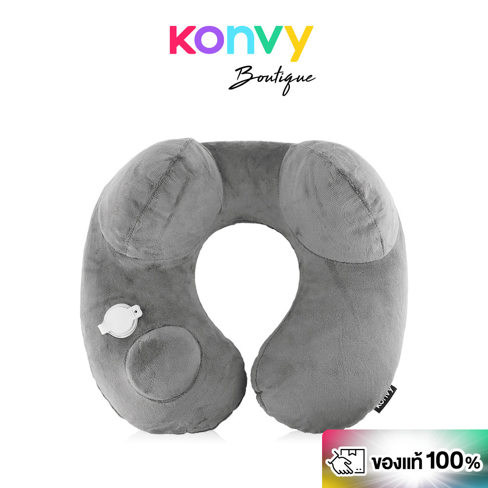 Konvy Portable Inflatable Neck Pillow 1pc #Gray คอนวี่ หมอนรองคอแบบเป่าลม สีเทา.