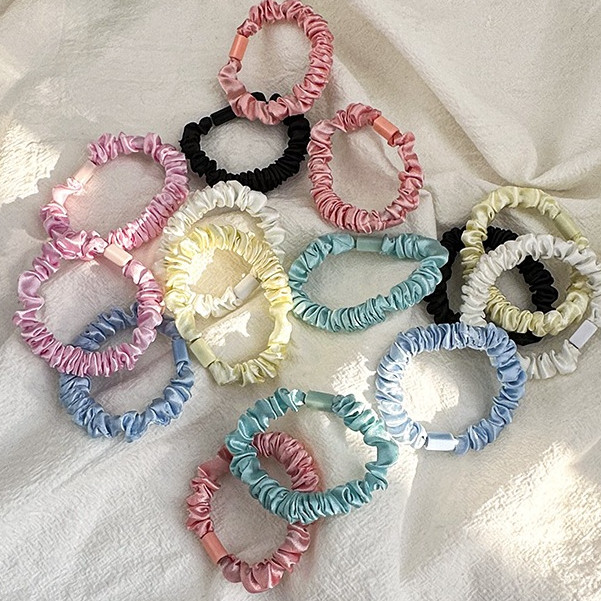 Candy Color Fabric High Stretch Scrunchie ผูยหญิงยางรัดผมเครื่องประดับผม