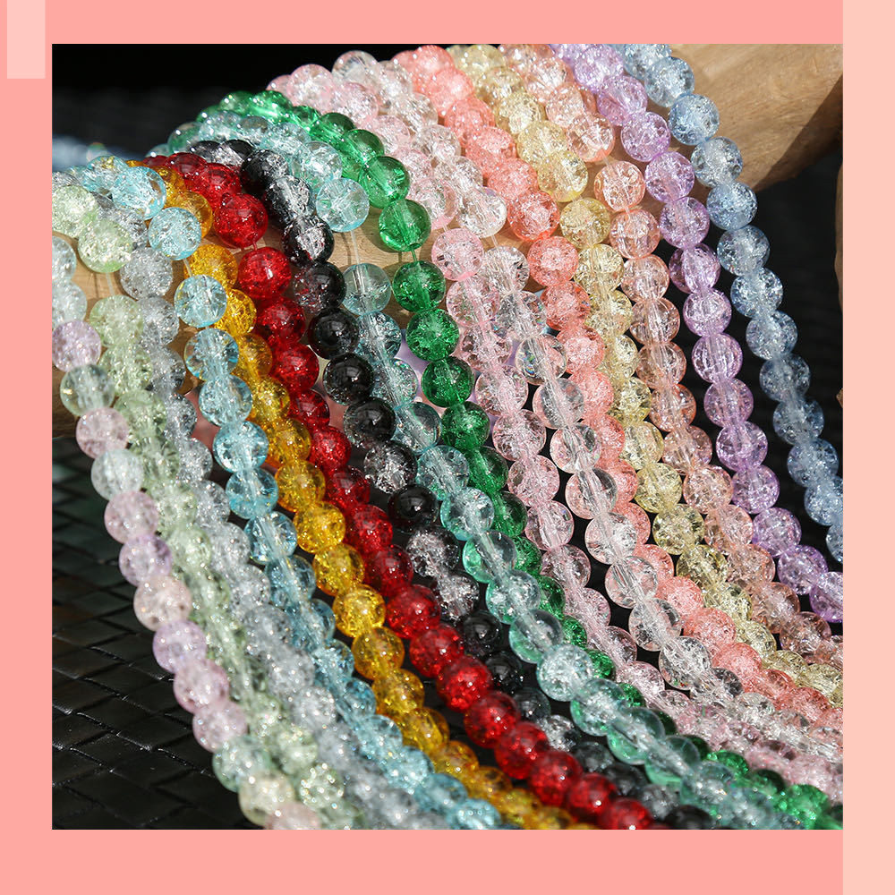 [JIN] 8-10 มม. น้ําแข็งแตกโปร่งใส diy ลูกปัดแก้ว