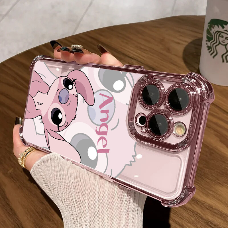 Disney Stitchเคสโทรศัพท์สําหรับOPPO Realme C75 C53 C51 หมายเหตุ 50 C55 C33 C35 C15 14 13 Pro Max 11 5 5i 6i 9 C11 2020 2021 C21 C30 C20 ปลอกชุบเลนส์โลหะนุ่มน่ารัก - รูปที่ 2