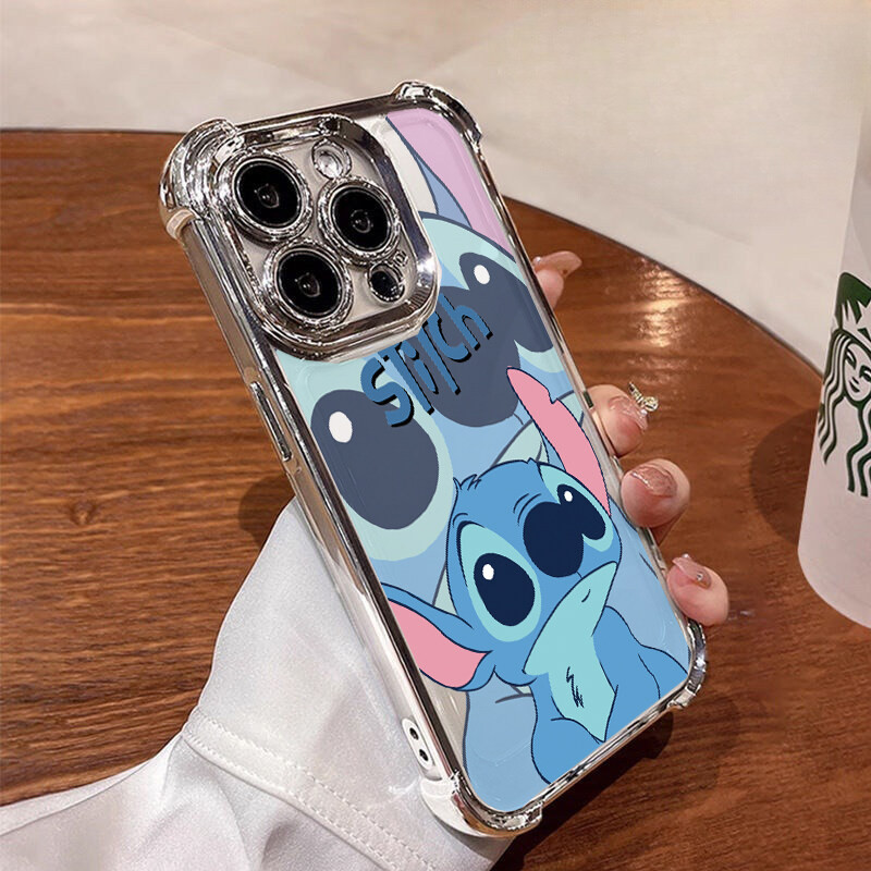 Disney Stitchเคสโทรศัพท์สําหรับOPPO Realme C75 C53 C51 หมายเหตุ 50 C55 C33 C35 C15 14 13 Pro Max 11 5 5i 6i 9 C11 2020 2021 C21 C30 C20 ปลอกชุบเลนส์โลหะนุ่มน่ารัก - รูปที่ 3