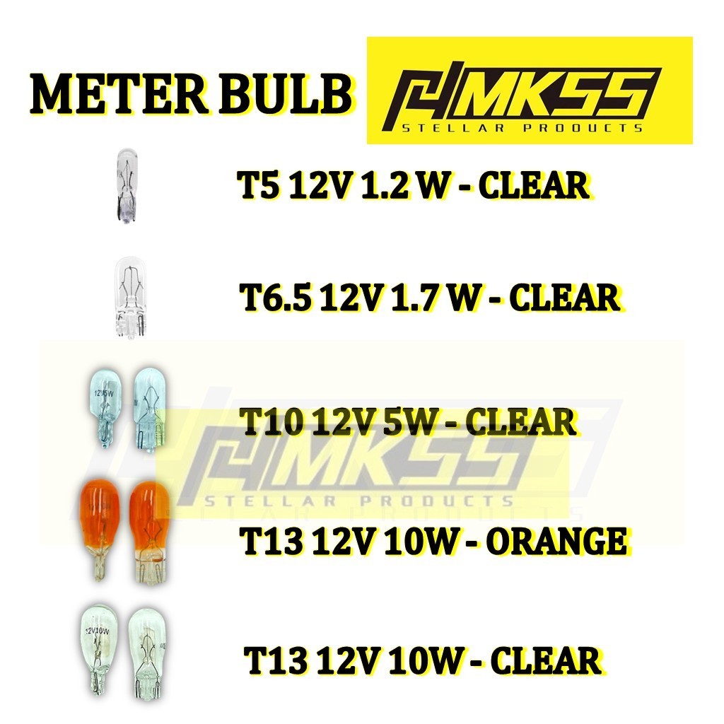 [1 ชิ้น] MKSS METER หลอดไฟสัญญาณ 12V T5 T6.5 T10 T13 T15 หลอดไฟ 12V5W 12V1.7W12V10W ORANGE & CLEAR