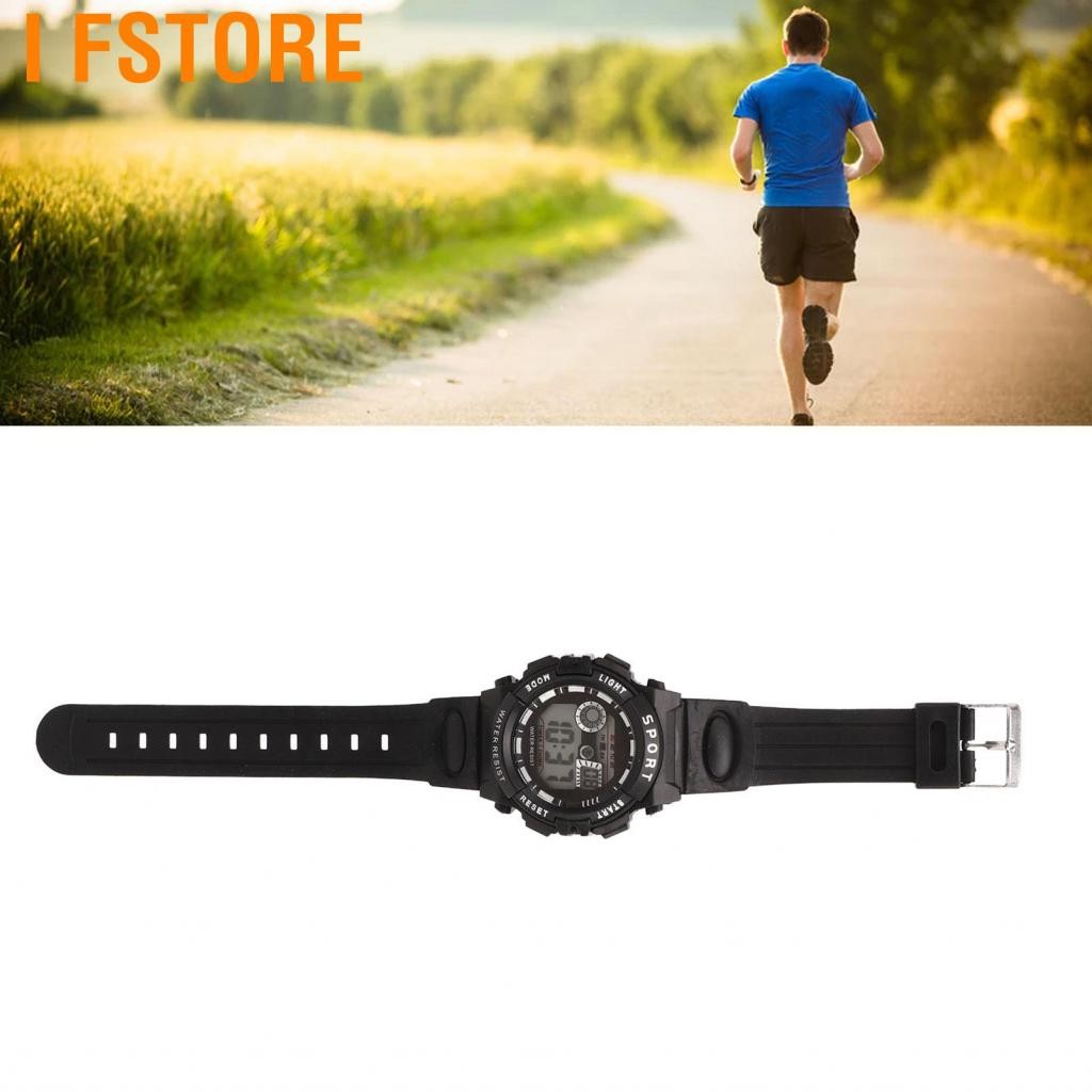 I Fstore Digital Sports Watch Multial Functional Alarm Men Electronic Fall ทนต่อวันที่กันน้ำ WR50M ว