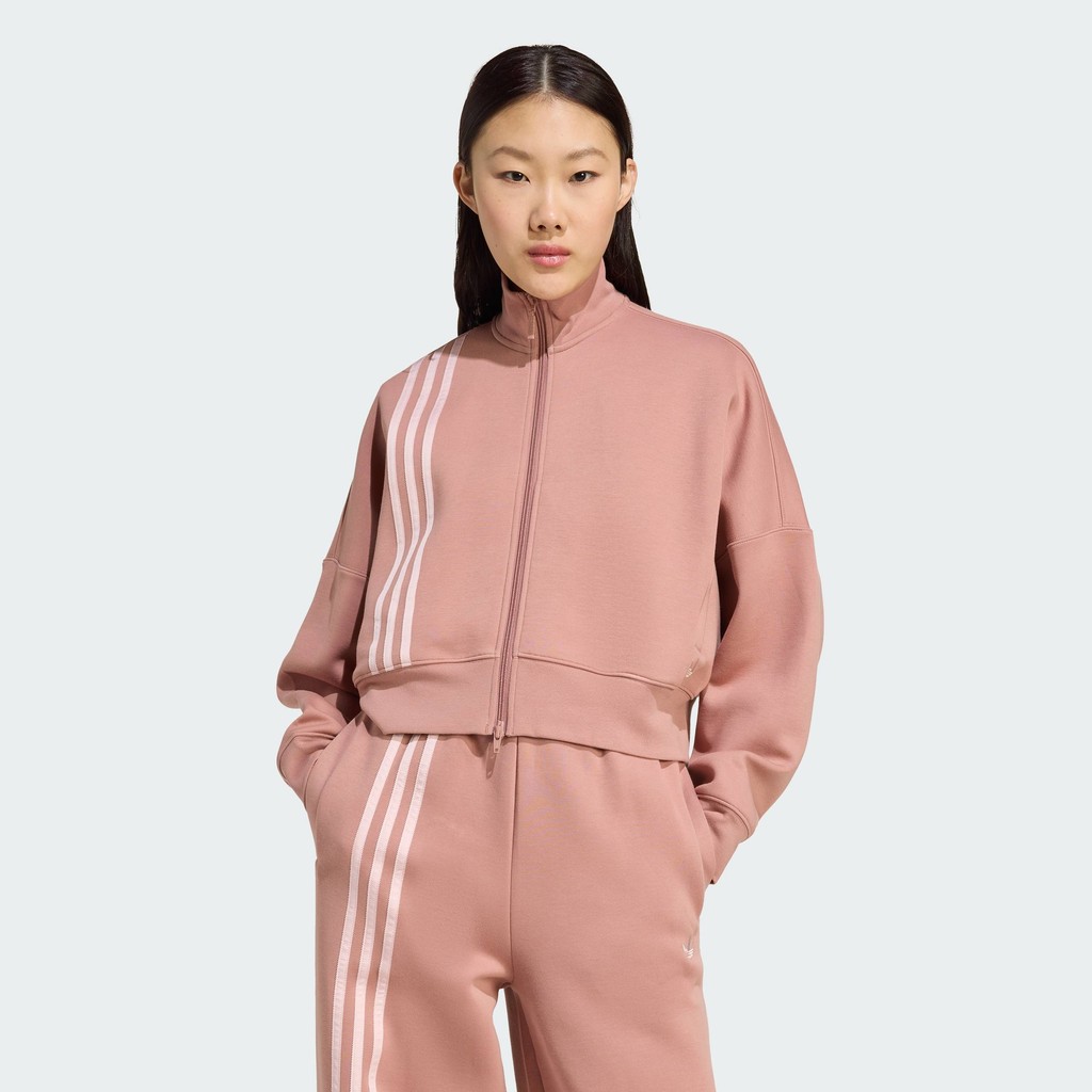 adidas ไลฟ์สไตล์ เสื้อติดซิป Off Placed 3-Stripes ผู้หญิง สีชมพู JW3609
