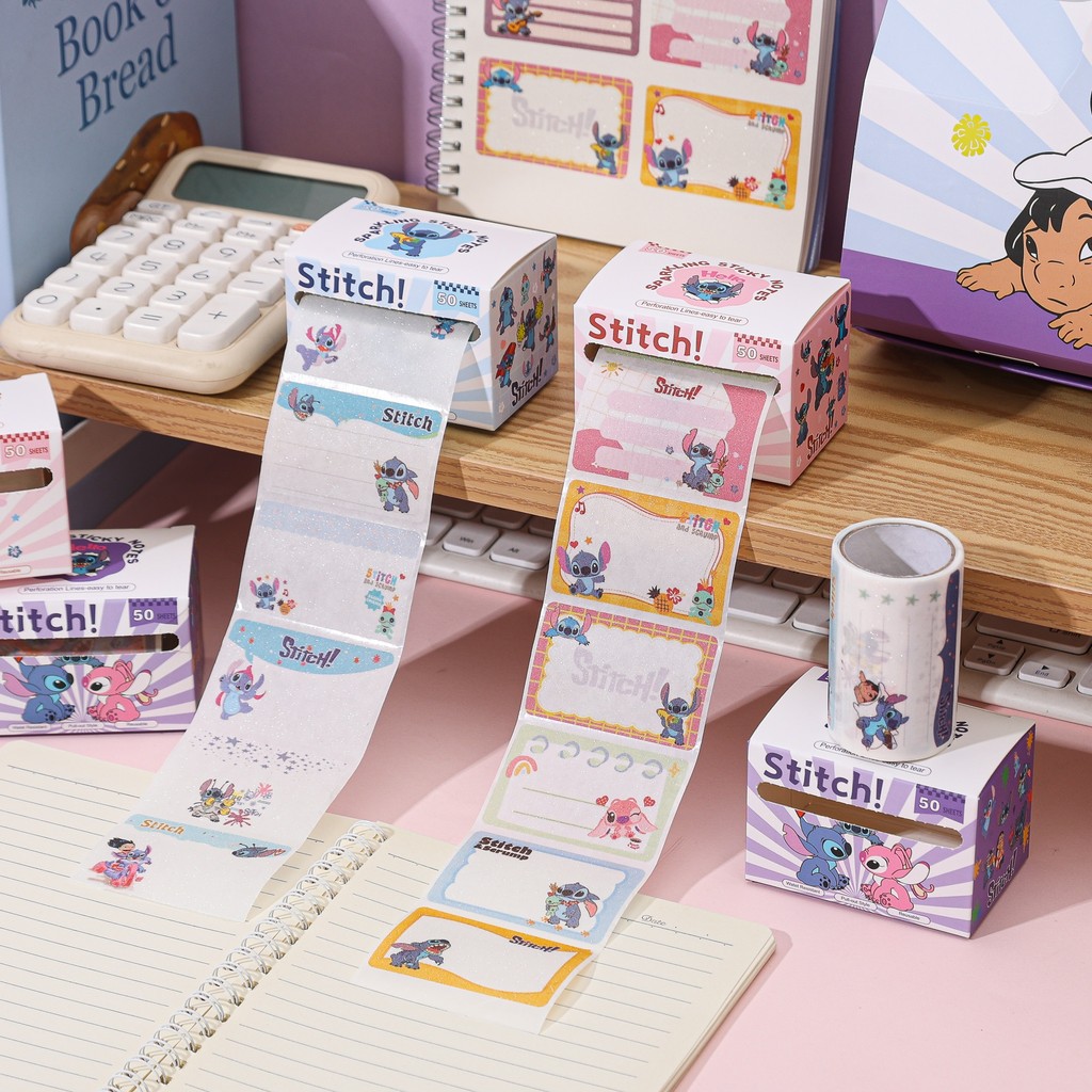 Ossayi Pull-out Sticky Notes Kawaii Stitch สติกเกอร์ฉลาก Stitch Self-Stick Memo Pad โรงเรียนอุปกรณ์สํานักงานเครื่องเขียน