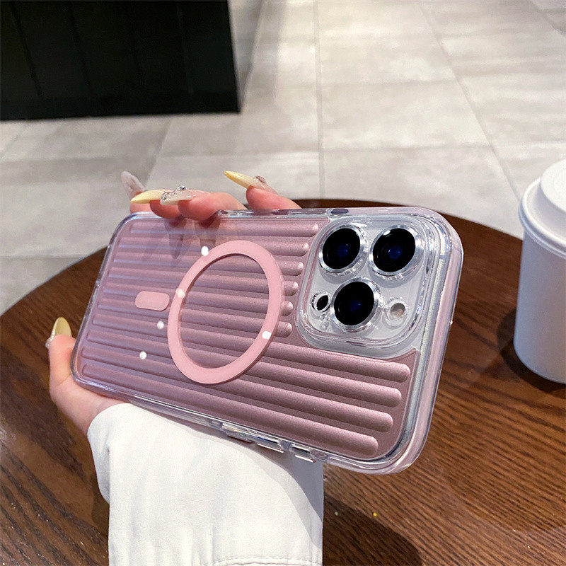 คุณภาพสูงใหม่ลูกฟูกคริสตัลกันกระแทกแม่เหล็กกรณีโทรศัพท์สําหรับ ไอโฟน 16 14 15 มือโปร สูงสุด บวก ขอบนุ่ม ทีพียู ปลอกกันกระแทกเต็มเลนส์ป้องกันรอยขีดข่วนฮาร์ดห