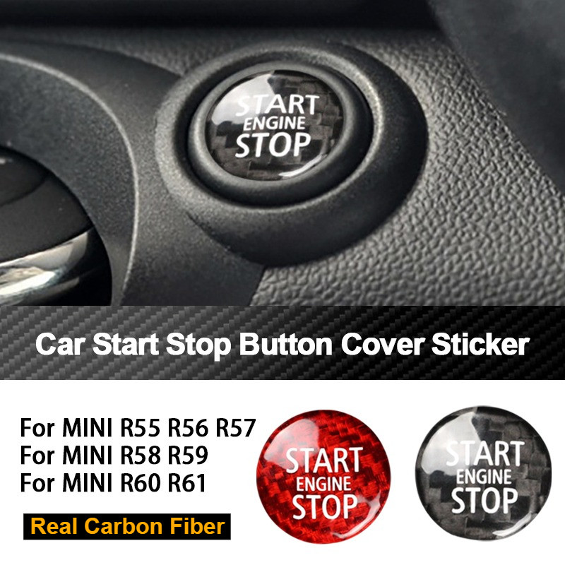 คาร์บอนไฟเบอร์จริงสติกเกอร์รถ Starter ปุ่มภายใน Trim สําหรับ Mini Cooper R55 R56 R57 R58 R59 R60 R61 รถอุปกรณ์เสริม