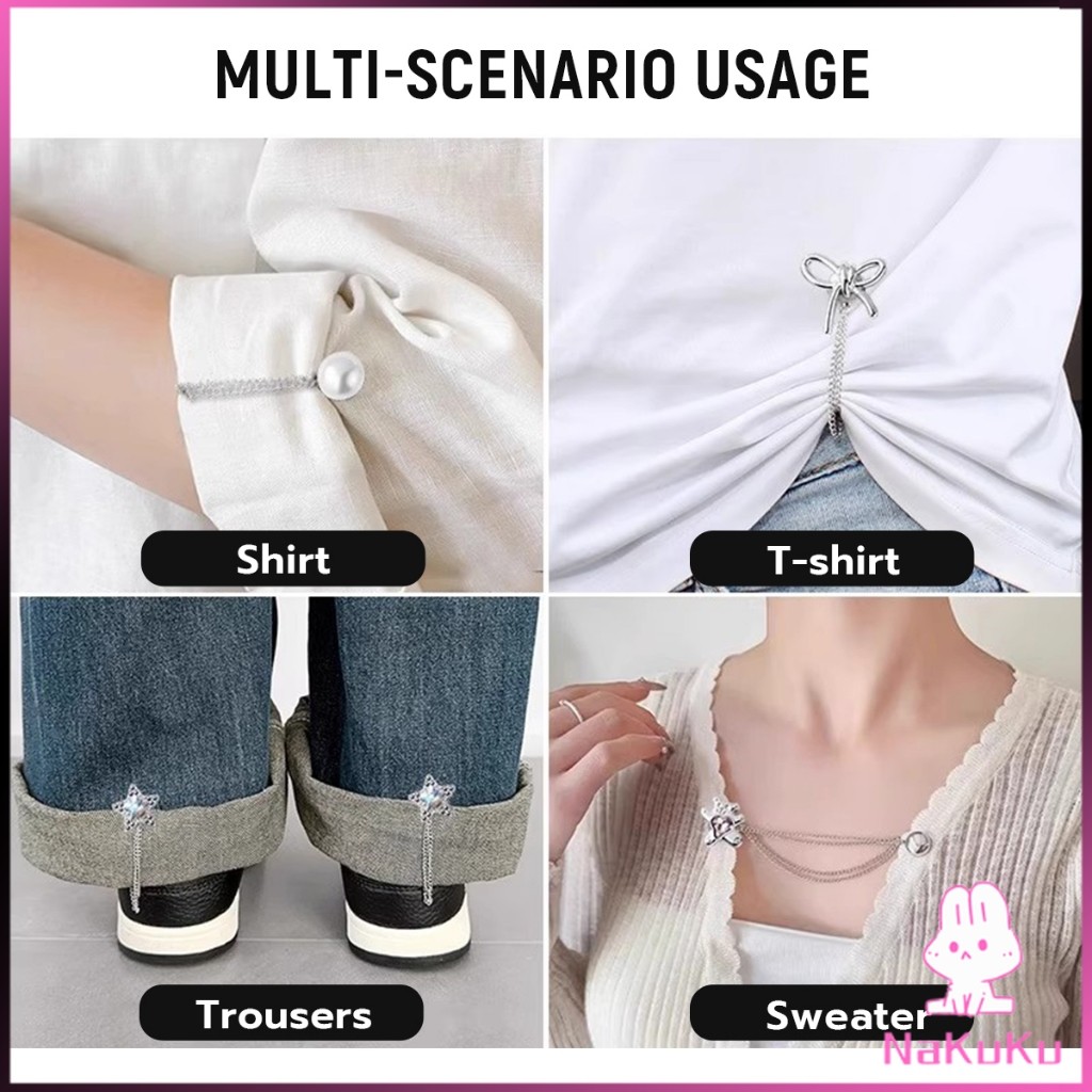 NKK 1 ชิ้น คลิปเข็มกลัดติดแขนเสื้อ ยึดขากางเกง แบบแม่เหล็กในการยึดติด Magnetic buckle