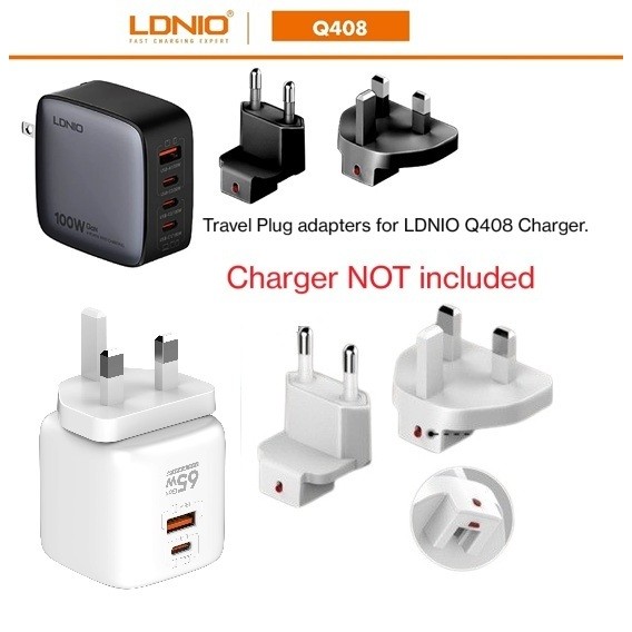 ปลั๊ก AC สําหรับ LDNIO Q2617 Q408 GaN Charger International Global Worldwide Travel UK 3 PIN EU 2 PI